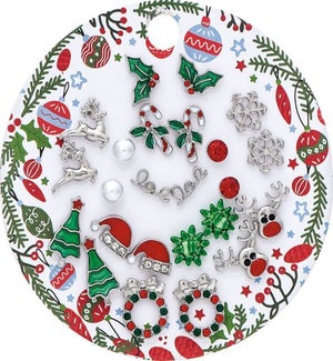 EARRING/Slvr Xmas - 12pcs