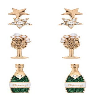 EARRINGSET/Gold New Year 3pc