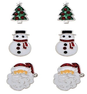 EARRINGSET/Snowman Santa 3pc