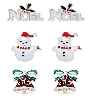 EARRINGSET/Snowman Bow 3pc