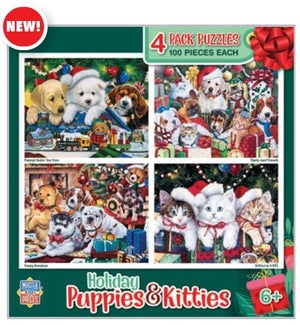 PUZZLES/100pc Pups&Kitties 4pk