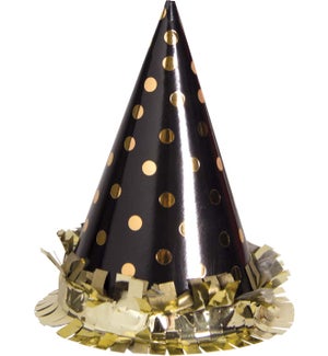 PARTYHAT/Gold Dots On Black