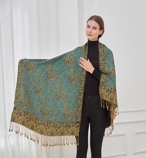 SCARF/Paisley Pashmina Sea Grn