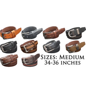 Assorted Men's Leather Belts - Medium