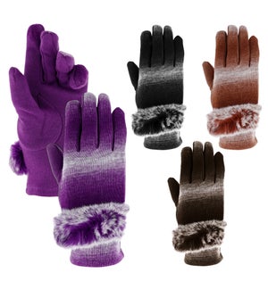 Texting Gloves - Rabbit Fur Gradient