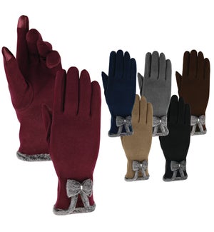 Texting Gloves - Fur Puff Accent