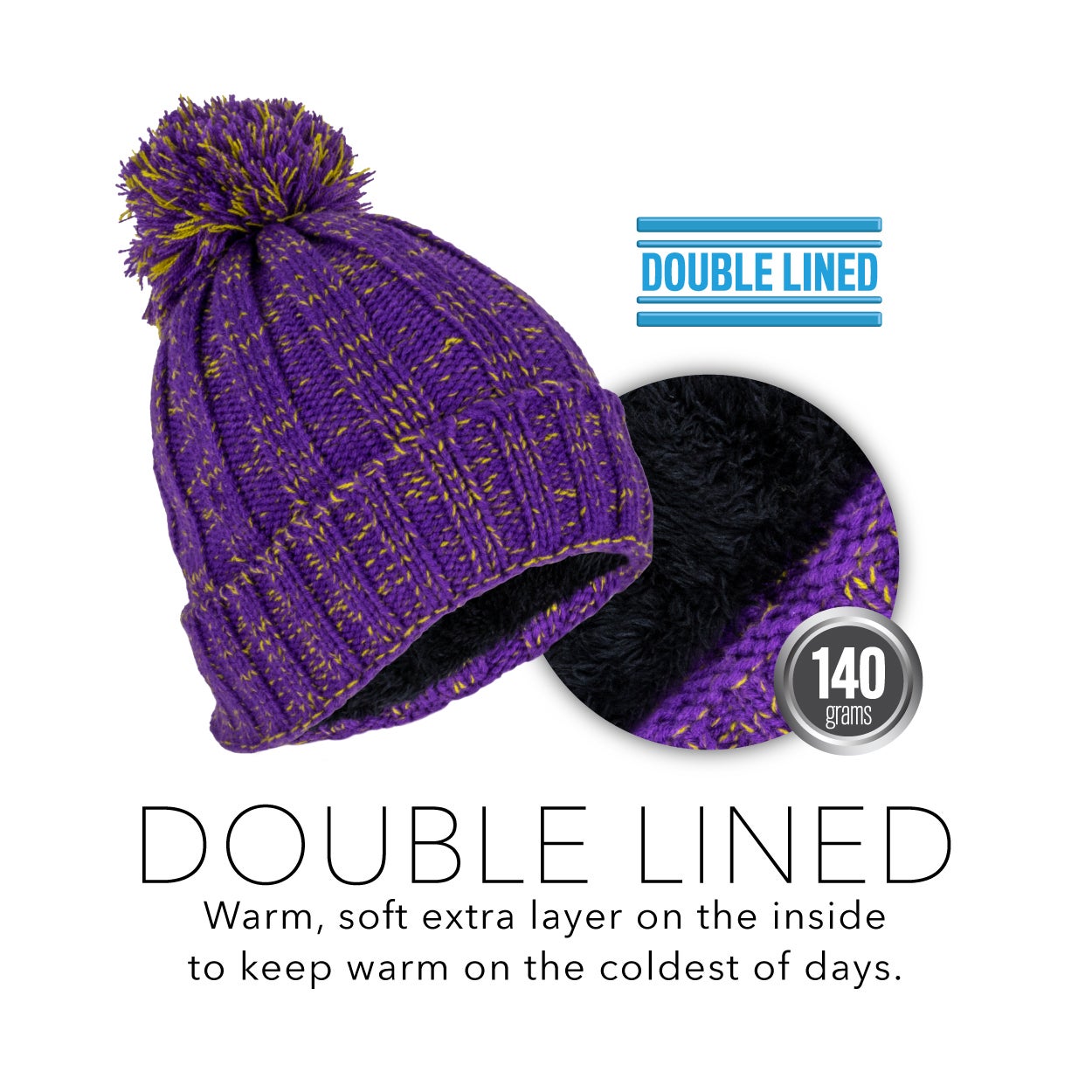 purple and gold beanie