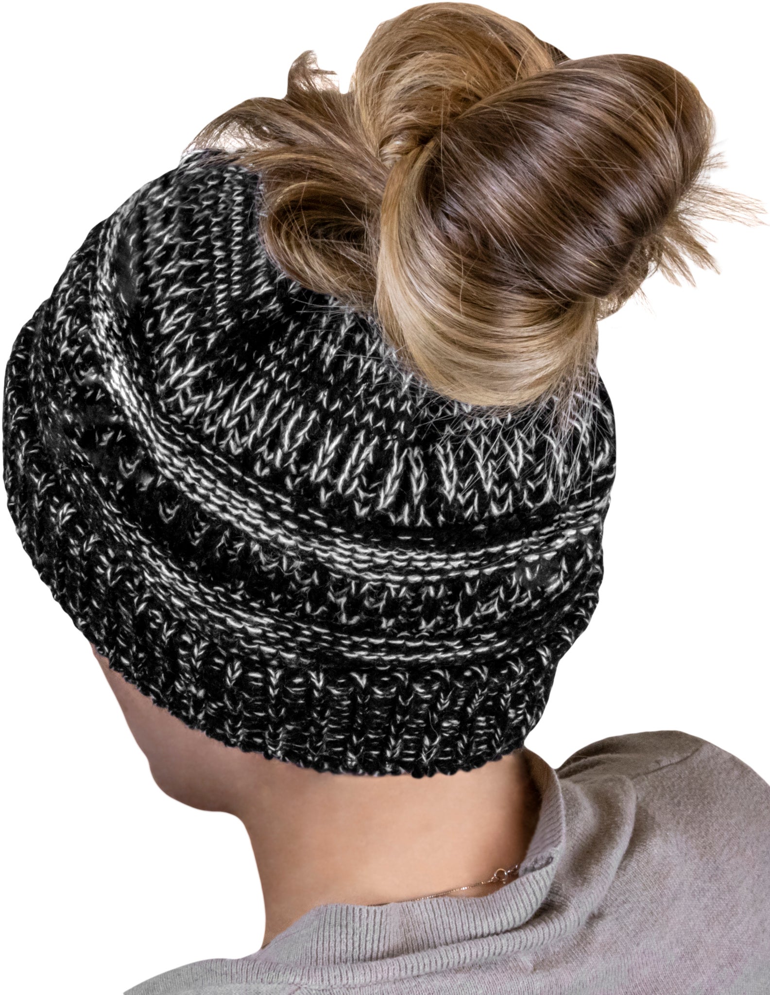 Messy Bun Beanie - Mira - hats & gloves displays | Militti Sales