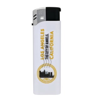 White Electronic Lighter with Los Angeles Logo