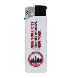 White Electronic Lighter with New York City Logo