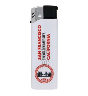 White Electronic Lighter with San Francisco Logo