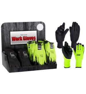 Gloves with Grip Palm - Lightweight - Gardening Among Uses Display - 144pcs
