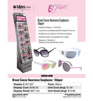 Breast Cancer Awareness Sunglasses Shipper - 48pcs