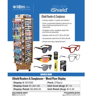 iShield Readers & Sunglasses - Wood Floor Display - 288pcs
