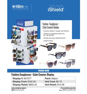 Fashion Sunglasses - Cube Counter Display - 60pcs