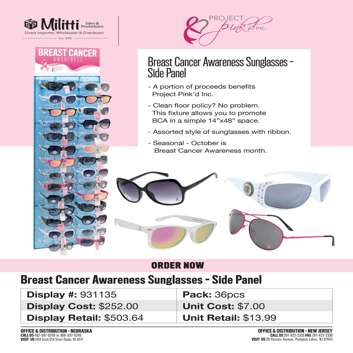 Breast Cancer Awareness Cat Eye Sunglasses