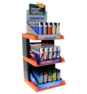 Windproof Electronic Lighters 3-Tier Display - 150pcs