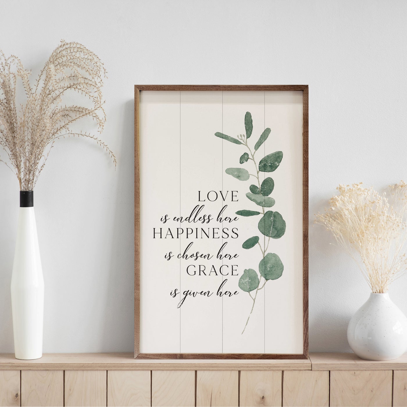 Love Happiness Grace Greenery White - new everyday