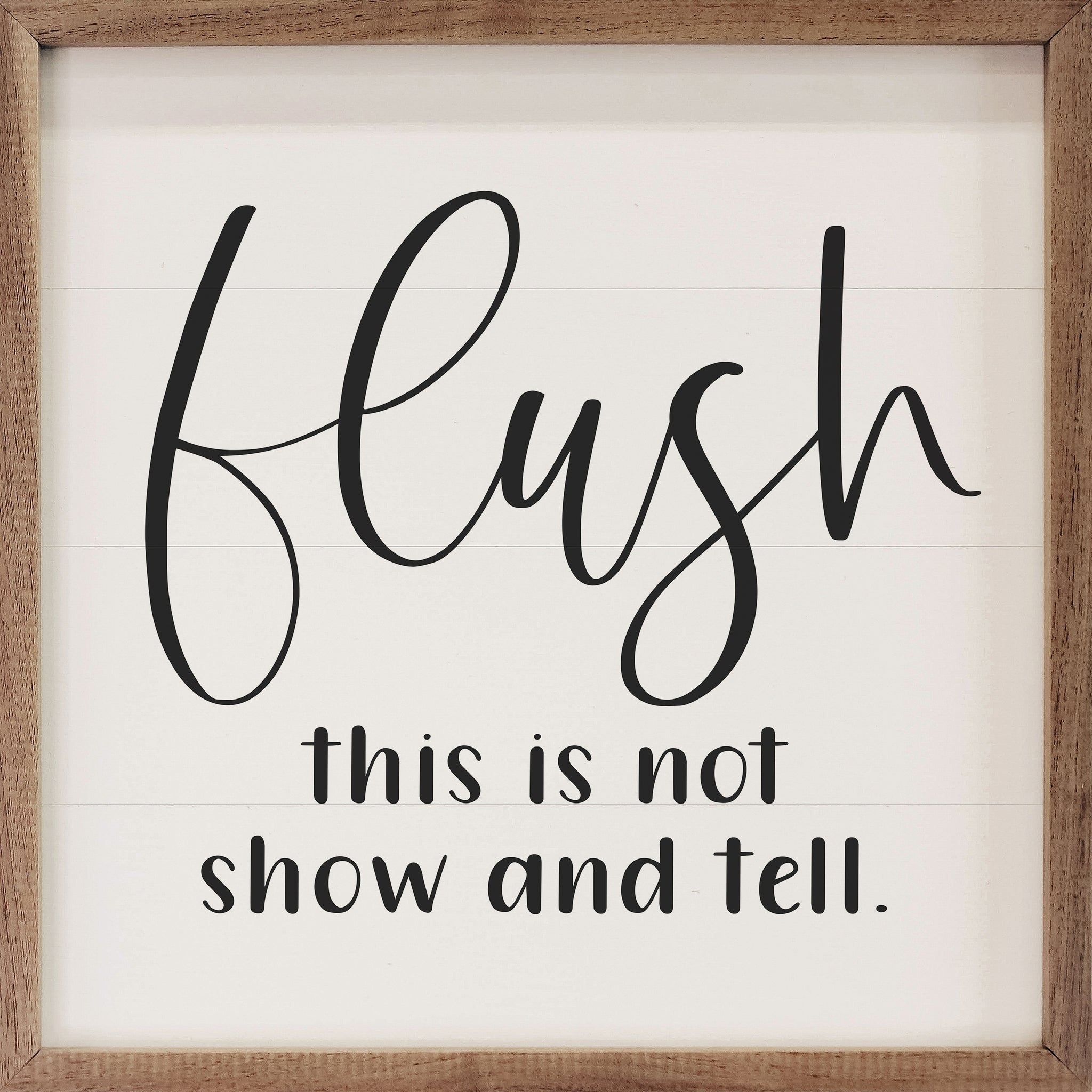 Cartello In Legno Umoristico Per Bagno – 'Please Flush This Is Not Show And Tell' – Decorazione Rustica 28x28 Cm Con Corda
