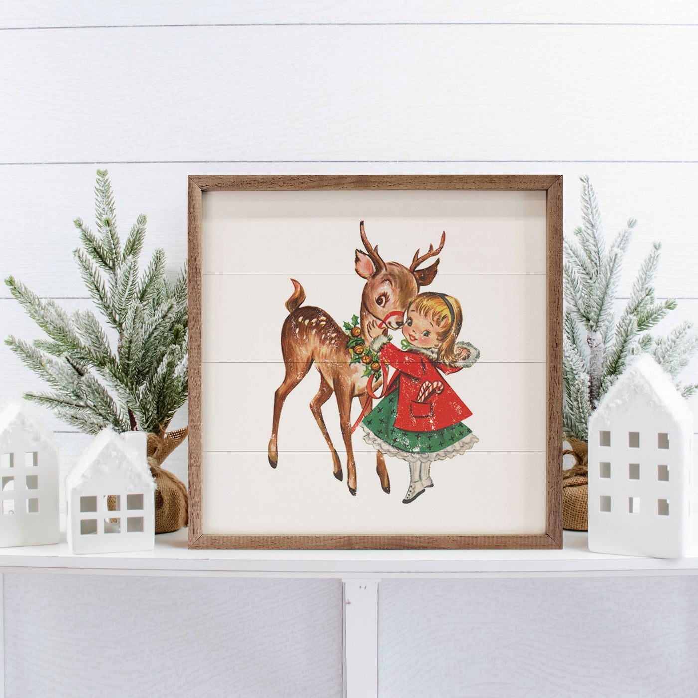 Vintage Deer With Girl - christmas